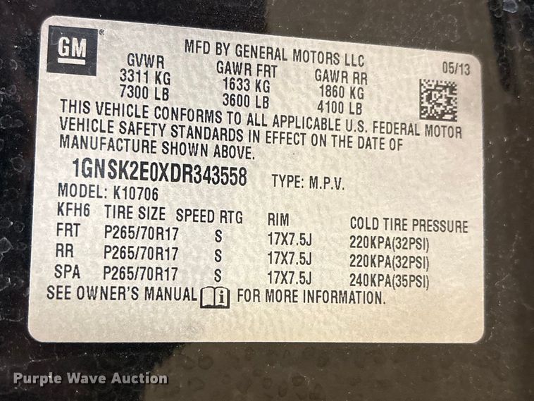 image for item EV2884 2013 Chevrolet Tahoe Police SUV