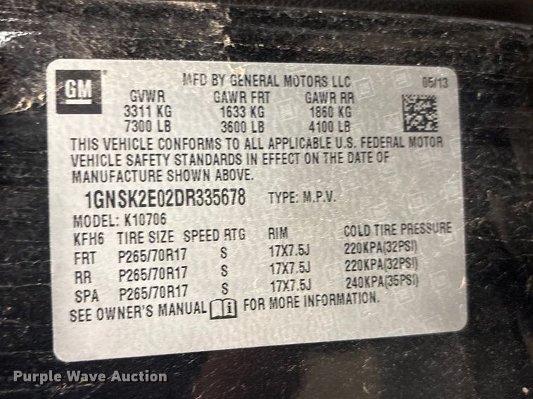 image for item EV2885 2013 Chevrolet Tahoe Police SUV