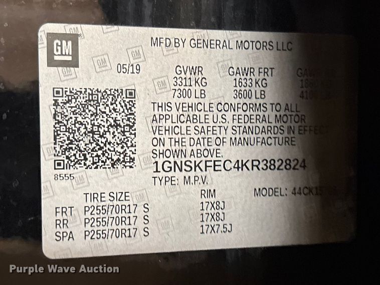 image for item EV2888 2019 Chevrolet Tahoe SSV SUV