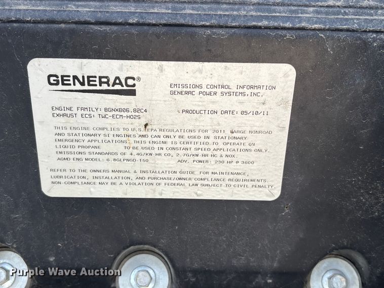 image for item EV3515 2011 Generac SG150 generator