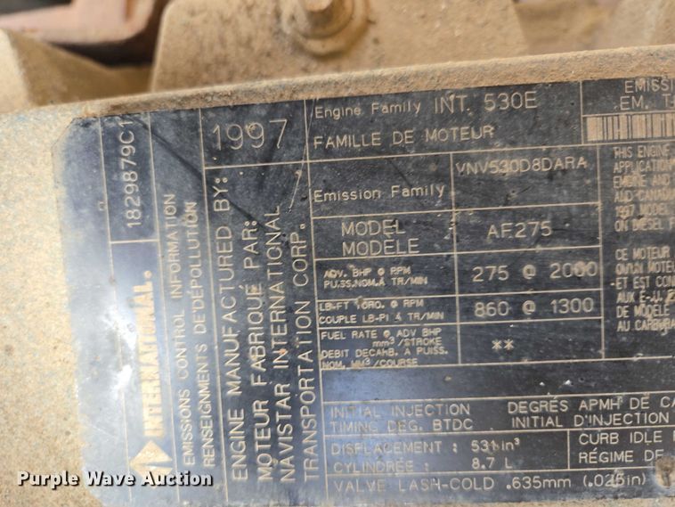 image for item EV5711 1998 International 2554 dump truck