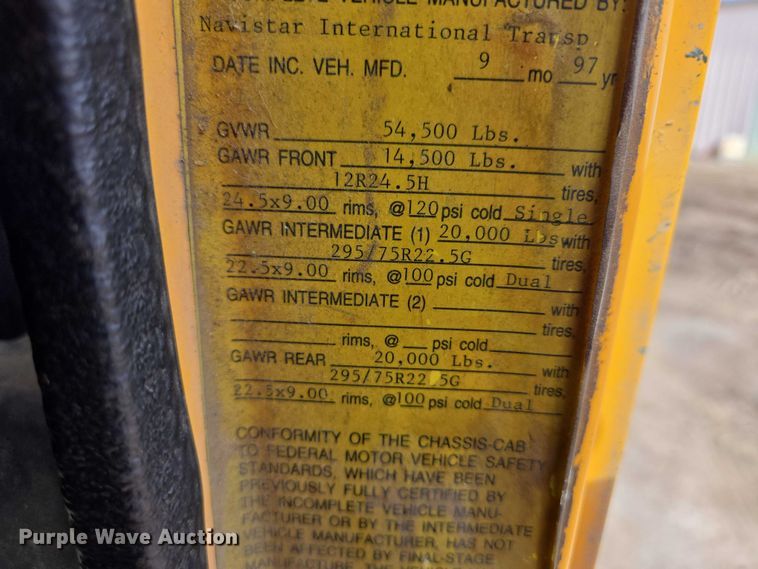 image for item EV5711 1998 International 2554 dump truck