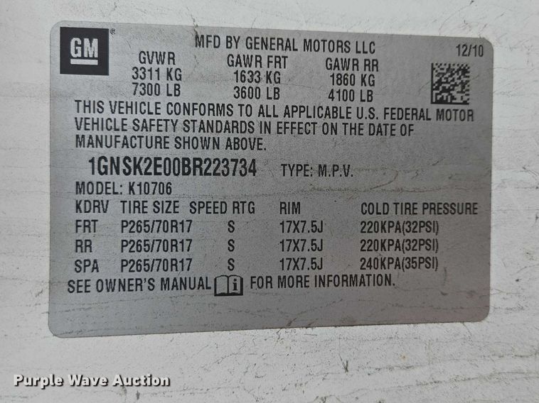 image for item EV5720 2011 Chevrolet Tahoe Police SUV