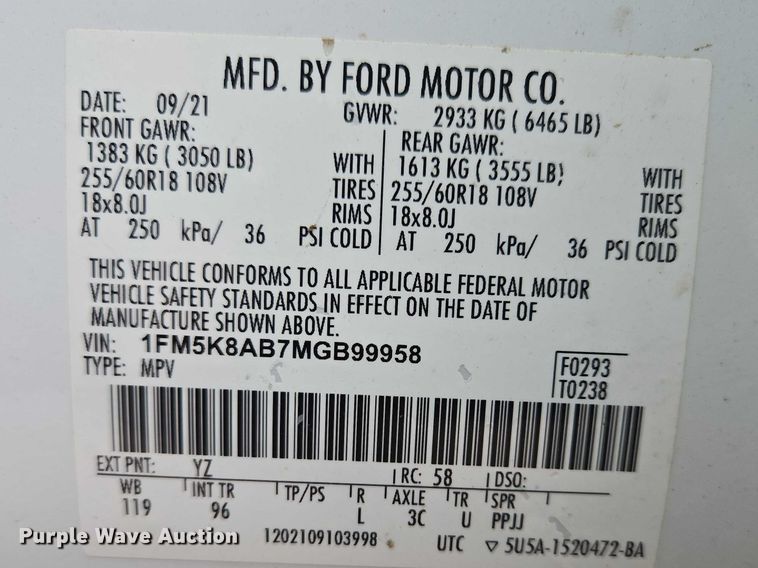 image for item EV5722 2021 Ford Explorer Police Interceptor SUV