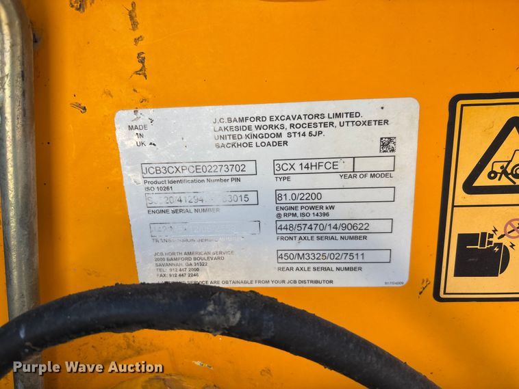 image for item FB3326 2016 JCB 3CX-14 backhoe