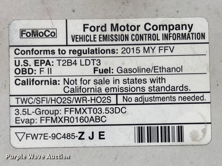 image for item FB3338 2015 Ford F150 Ext. Cab pickup truck