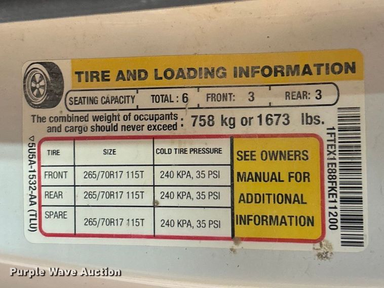 image for item FB3338 2015 Ford F150 Ext. Cab pickup truck