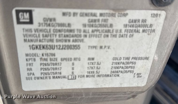 image for item FB8610 2002 GMC Yukon SUV