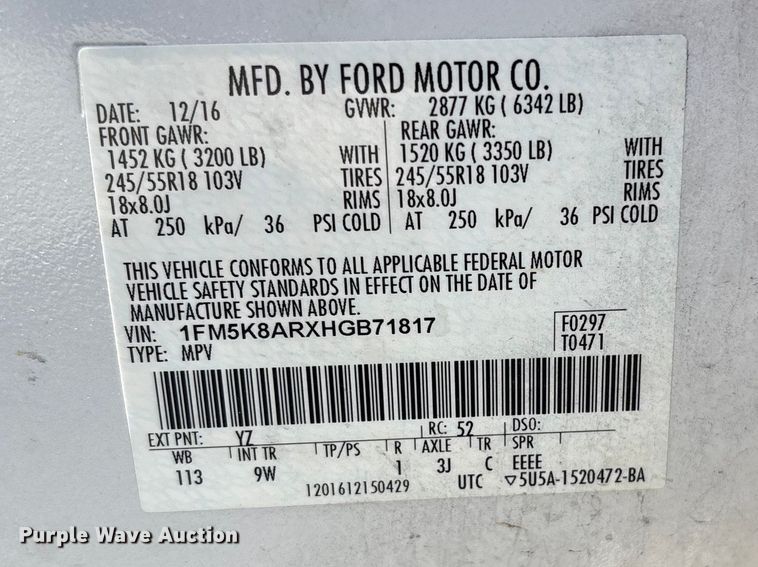 image for item FB8653 2017 Ford Explorer Police Interceptor SUV