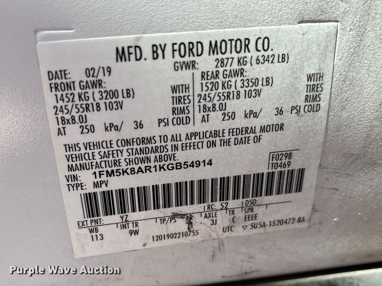 image for item FB8656 2019 Ford Explorer Police Interceptor SUV