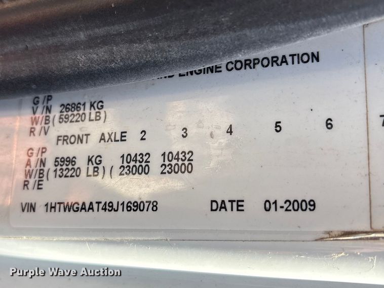 image for item FB8664 2009 International WorkStar 7400 dump truck