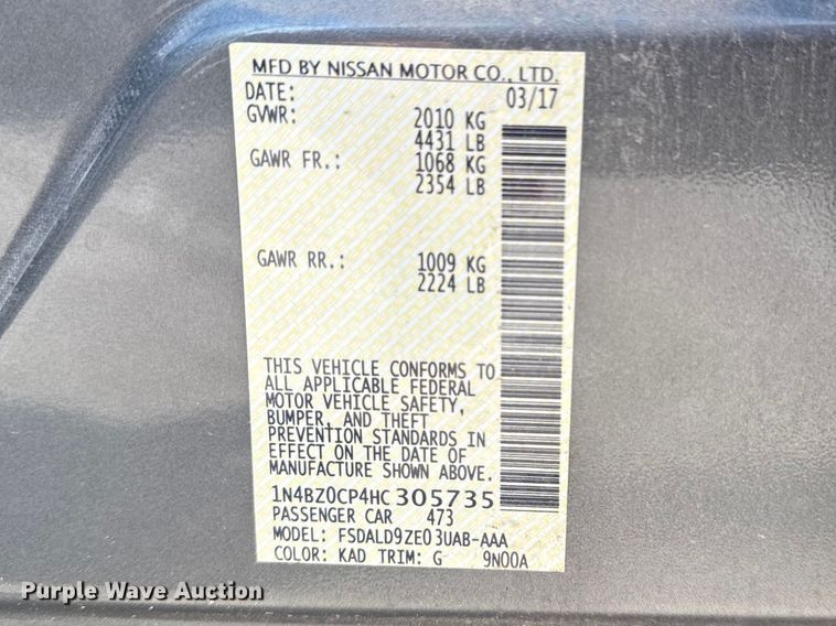 image for item FB8665 2017 Nissan Leaf 