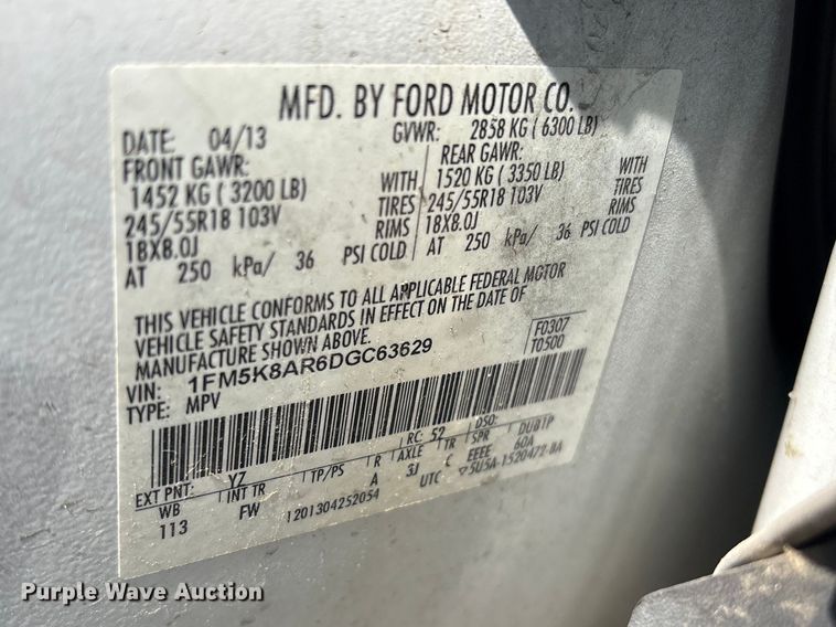 image for item FB8672 2013 Ford Explorer Police Interceptor SUV