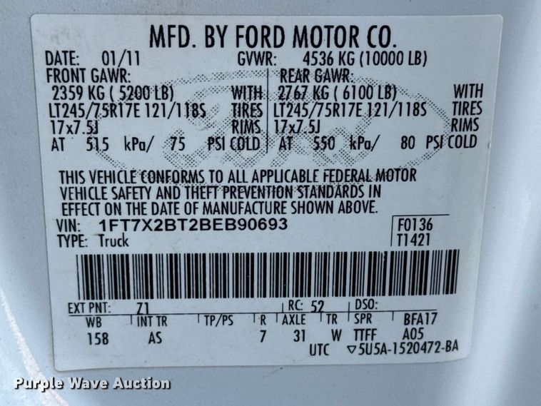 image for item FB8682 2011 Ford F250 Super Duty Ext. Cab pickup truck