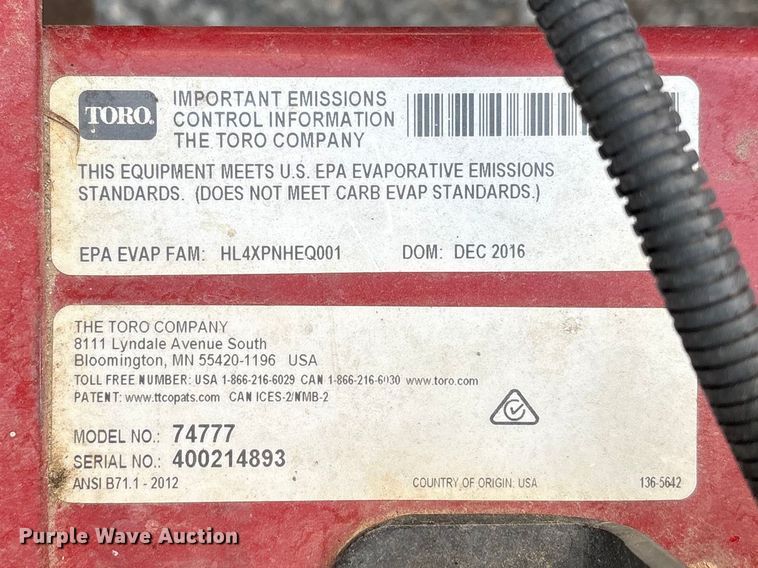 image for item FB8688 2017 Toro Time Cutter MX6050 ZTR lawn mower