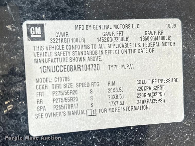 image for item FB8698 2010 Chevrolet Tahoe SUV