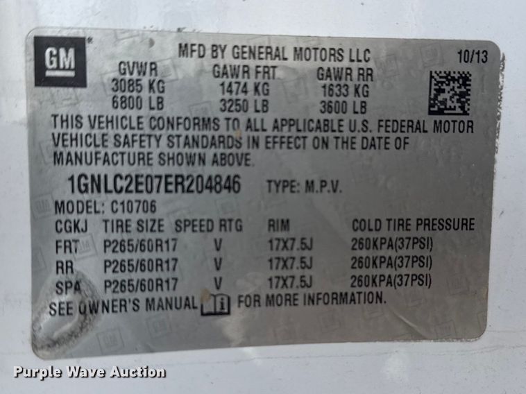 image for item FB8700 2014 Chevrolet Tahoe SUV