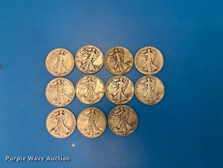 image for item FB8718 (11) Lady Walking Liberty half dollar coins