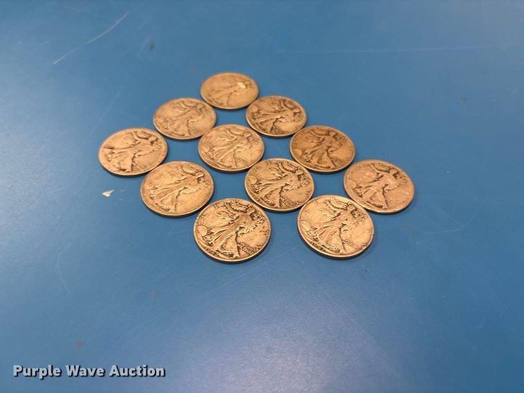 image for item FB8718 (11) Lady Walking Liberty half dollar coins