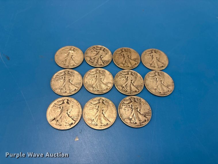 image for item FB8718 (11) Lady Walking Liberty half dollar coins