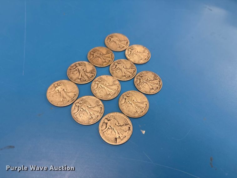 image for item FB8718 (11) Lady Walking Liberty half dollar coins