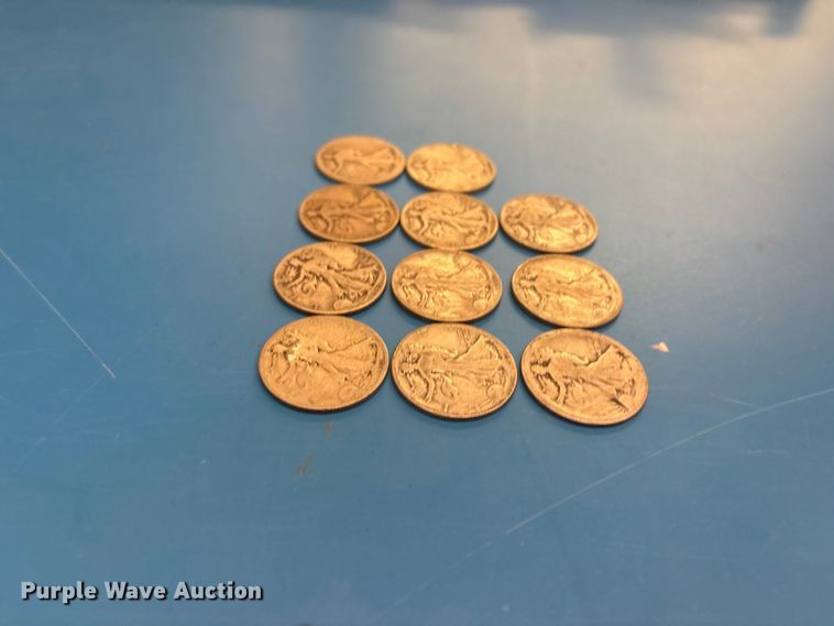 image for item FB8718 (11) Lady Walking Liberty half dollar coins