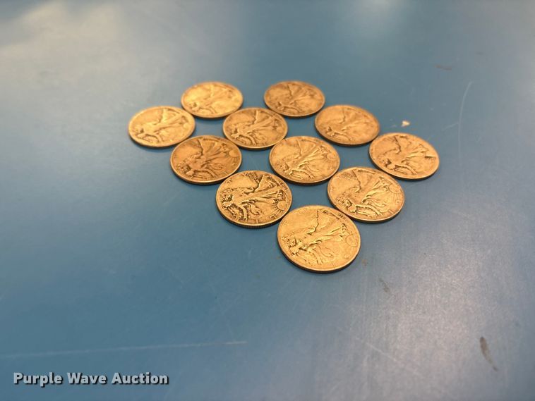 image for item FB8718 (11) Lady Walking Liberty half dollar coins