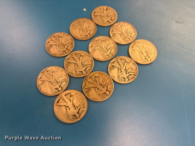 image for item FB8718 (11) Lady Walking Liberty half dollar coins
