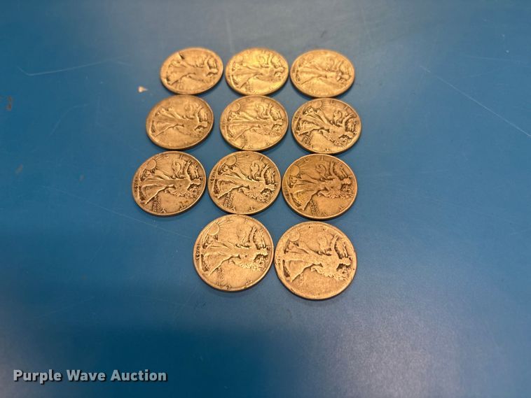 image for item FB8718 (11) Lady Walking Liberty half dollar coins