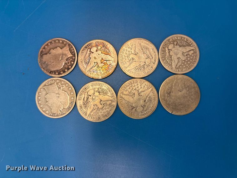 image for item FB8719 (8) Barber half dollar coins