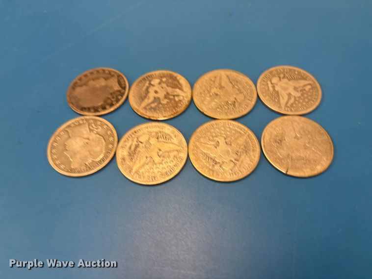 image for item FB8719 (8) Barber half dollar coins