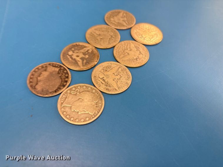 image for item FB8719 (8) Barber half dollar coins