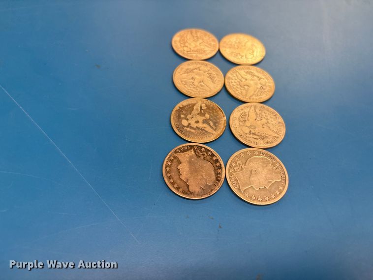 image for item FB8719 (8) Barber half dollar coins