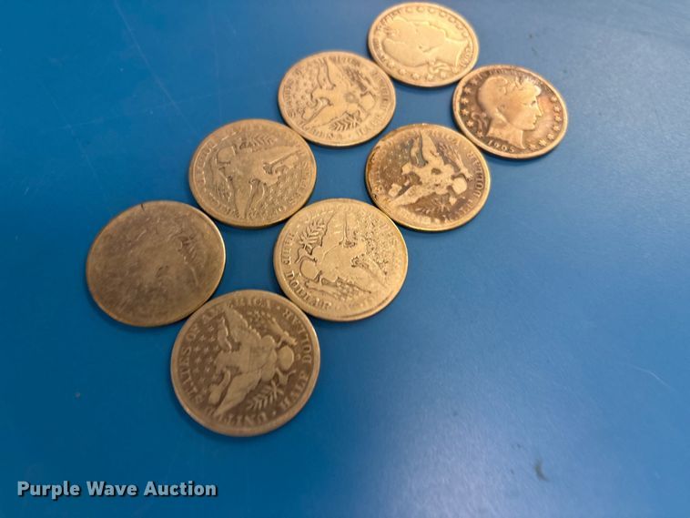 image for item FB8719 (8) Barber half dollar coins