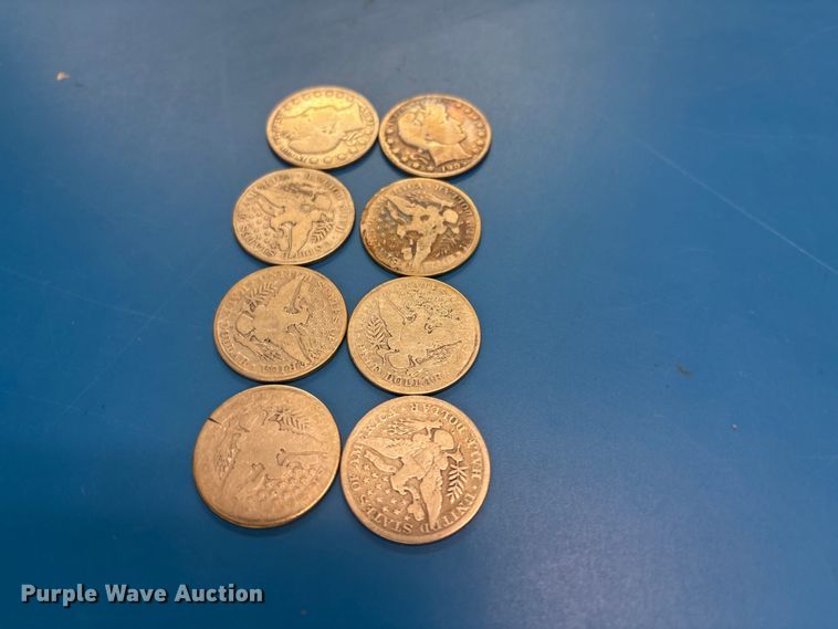 image for item FB8719 (8) Barber half dollar coins