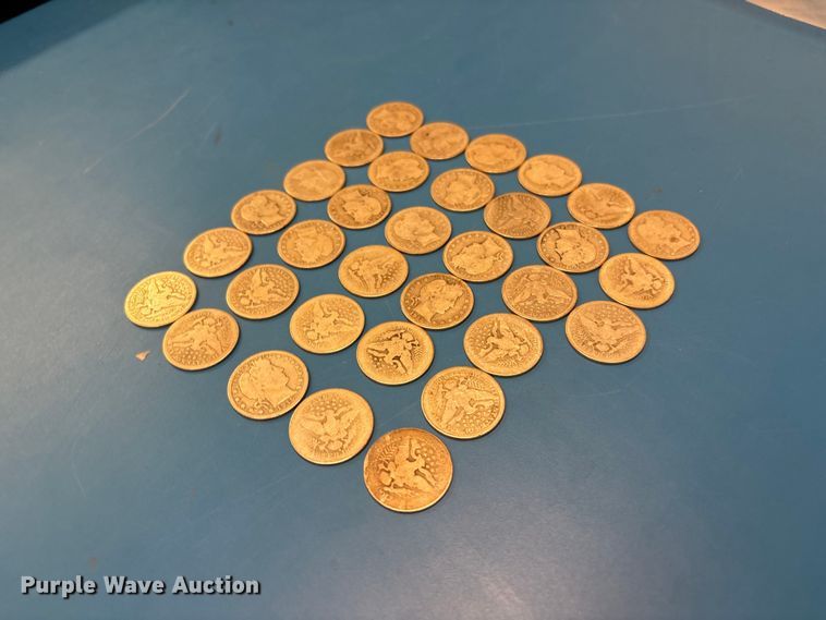 image for item FB8720 Approximately 33 Barber half dollar coins