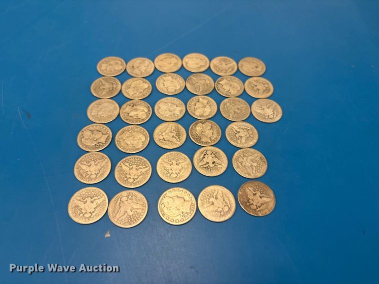 image for item FB8720 Approximately 33 Barber half dollar coins