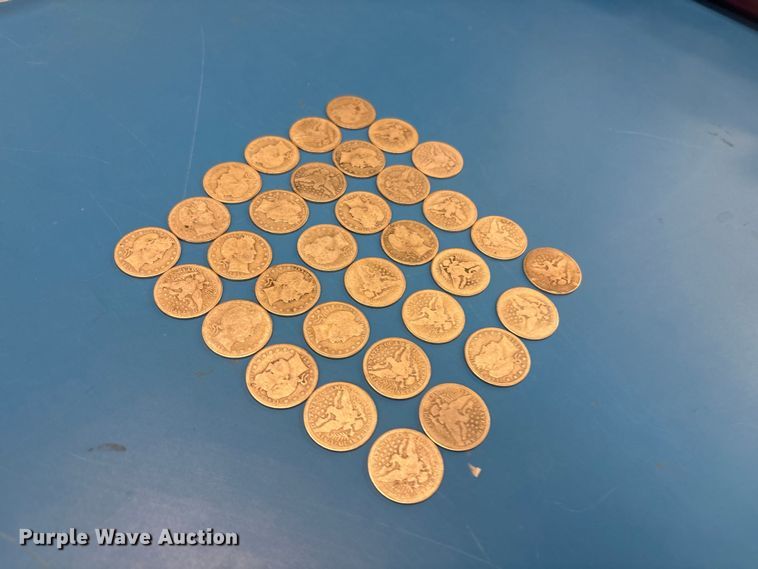 image for item FB8720 Approximately 33 Barber half dollar coins