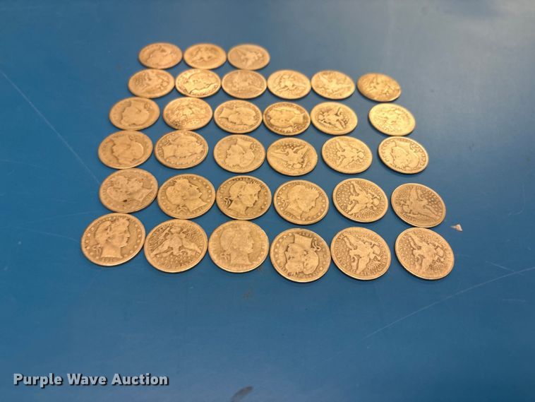 image for item FB8720 Approximately 33 Barber half dollar coins