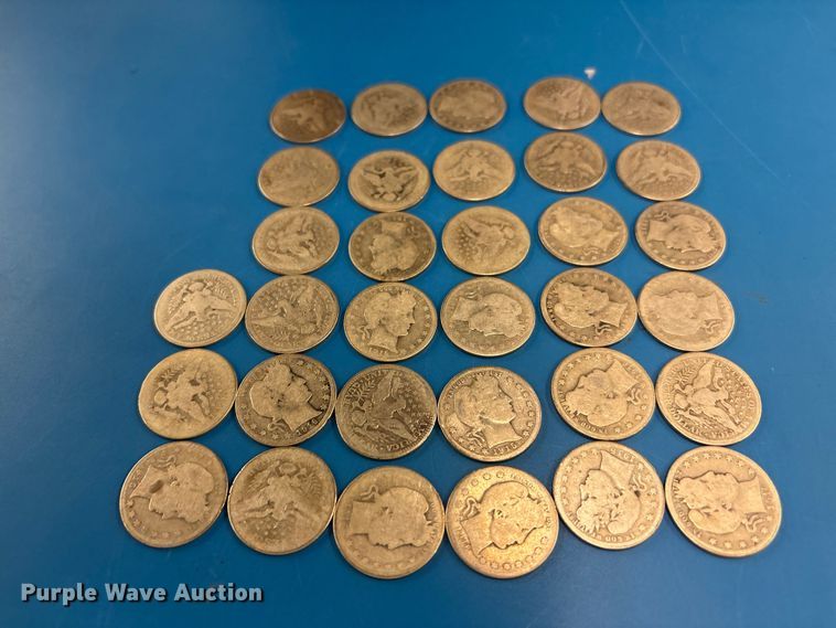 image for item FB8720 Approximately 33 Barber half dollar coins