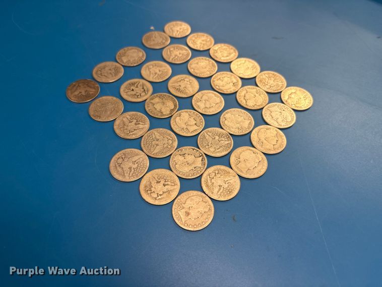 image for item FB8720 Approximately 33 Barber half dollar coins