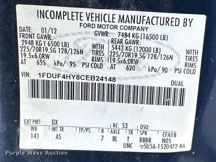 image for item FC5222 2012 Ford F450 XL Super Duty dump truck