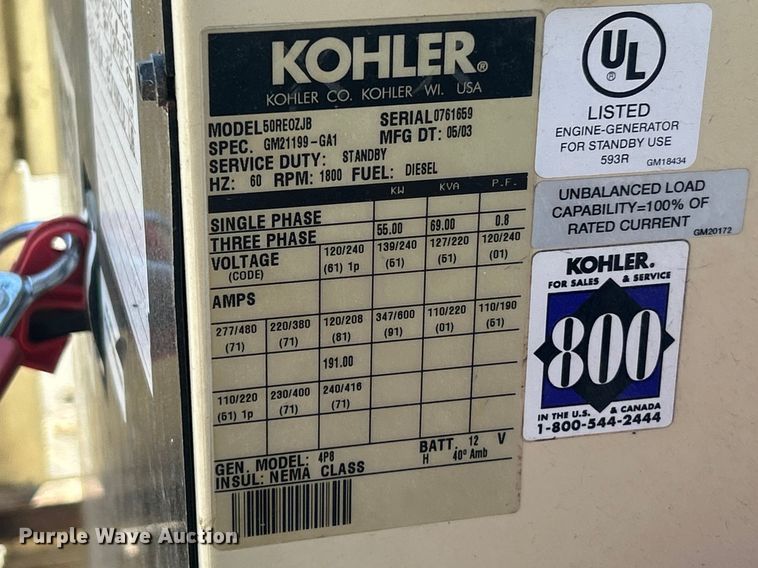 image for item FC5223 2003 Kohler Power Systems 50 Fast Response generator