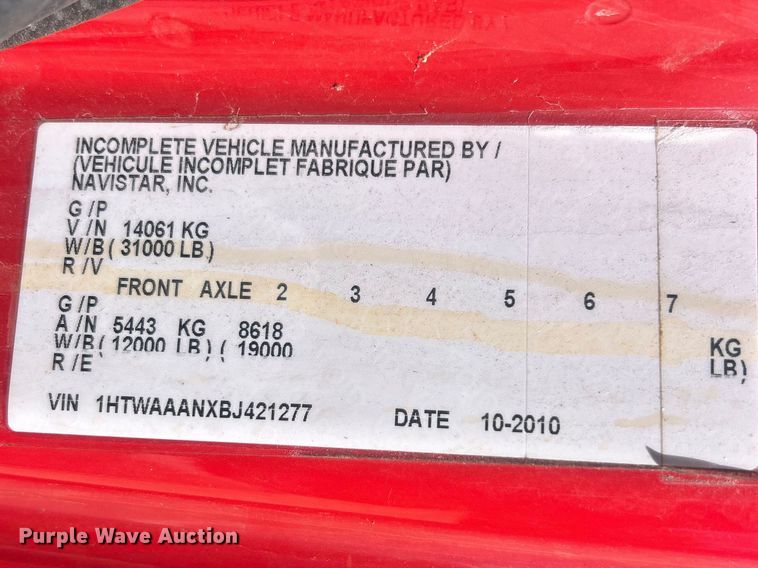 image for item FC5229 2011 International WorkStar 7300 dump truck