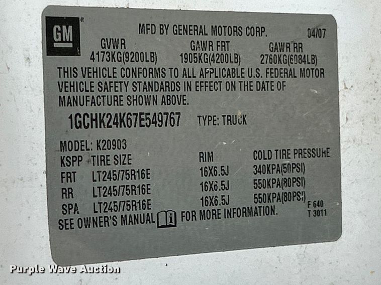 image for item FC5234 2007 Chevrolet Silverado 2500HD pickup truck