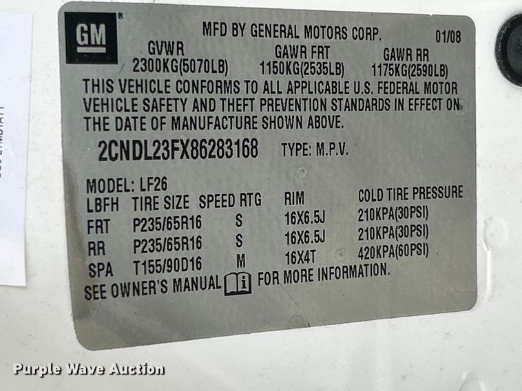 image for item FC5235 2008 Chevrolet Equinox SUV