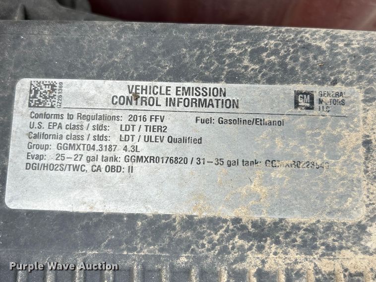 image for item FC5238 2016 Chevrolet Silverado 1500 pickup truck