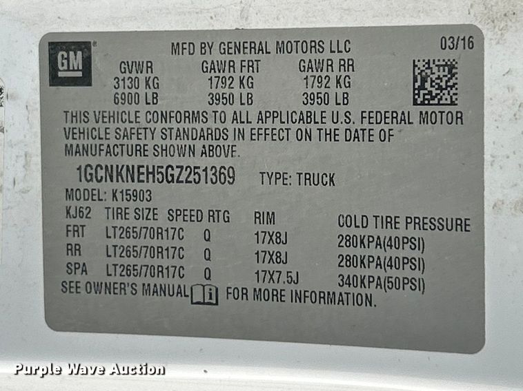 image for item FC5238 2016 Chevrolet Silverado 1500 pickup truck