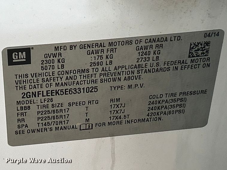 image for item FC5244 2014 Chevrolet Equinox SUV