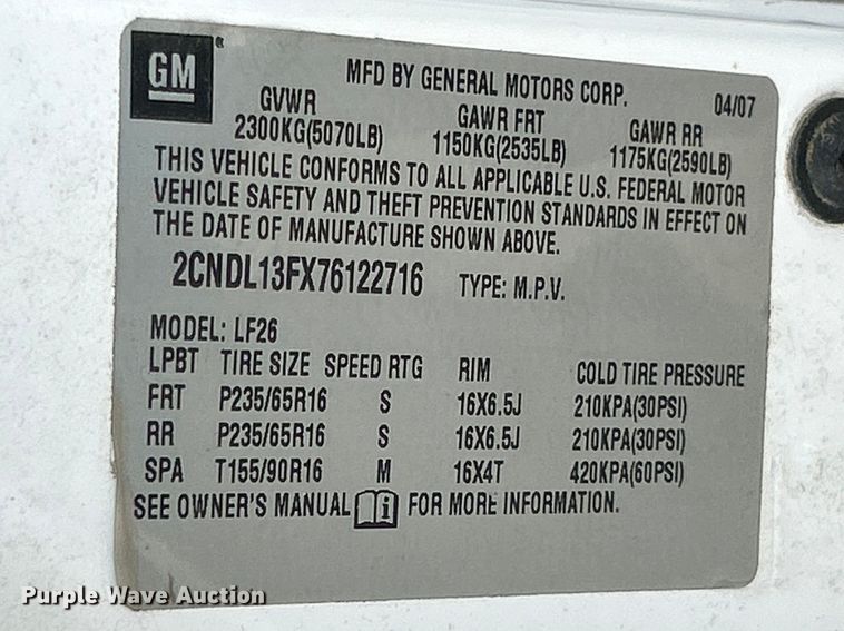 image for item FC5248 2007 Chevrolet Equinox LS SUV
